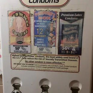 Not the usual kind of vending machine one finds in the ladies room!  50 cents, what a deal!