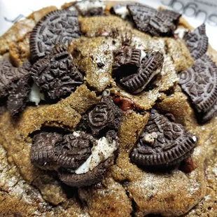 a cookie with oreo cookies on top