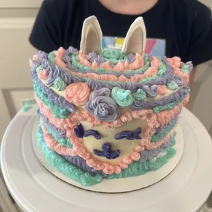 Llama cake - birthday girl got double layer cake. Everyone else got single layer