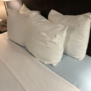Four pillows and cozy blanket provided