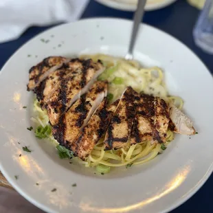 Chicken Alfredo with Blackened chicken