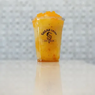 Passion Sunrise. Passion slush with mango flavored jam and PoBa