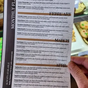 Monthly cupcake flavors