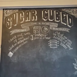 a chalk board with a menu on it