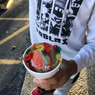 Ice cream with gummy bears
