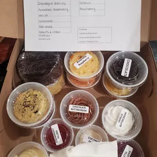 Take home cake sampler box. I added the hazelnut and lavender flavors as extra.