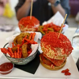 Hot Cheetos burger
