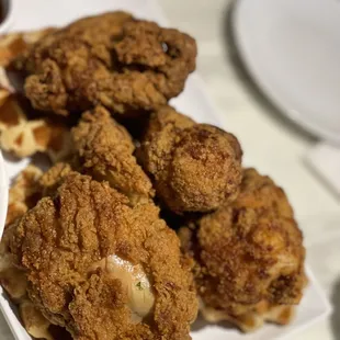 Chicken and waffles. Waffles are amazing!