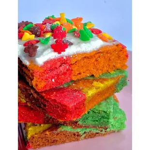 a stack of colorful treats