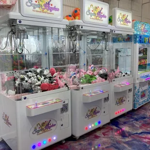 Fun swirly floor and claw arcade games.