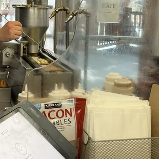 Fresh donuts being made