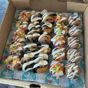 Fruity pebble, smore, and cinnamon roll flavor donuts!!!