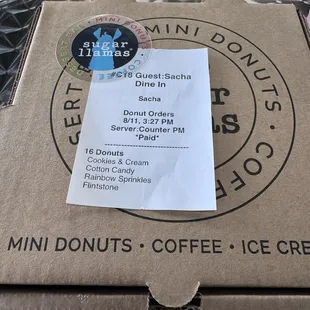 Box of mini donuts