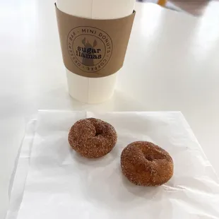 Cinnamon sugar donuts and my caramel macchiato, perfect!
