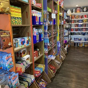shelves of candy and snacks