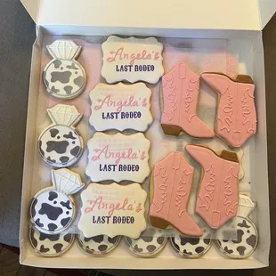 Disco cowgirl bridal shower cookies