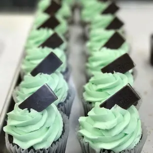 a row of cupcakes