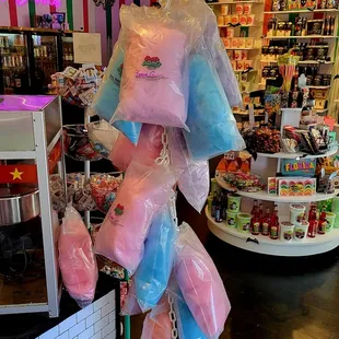 a display of cotton candy