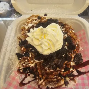 Try our new oreo specialty funnel cake.