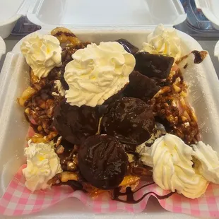 Brownie funnel cake.