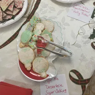 Assorted iced sugar cookies.