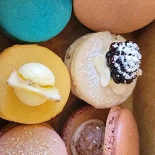 a box of assorted macarons