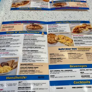  the menu for the restaurant