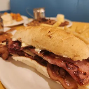 Hot ham and cheese sandwich