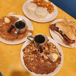 ancakes with butter and syrup