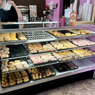 a display of donuts in a donut shop