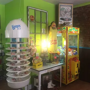 a display of candy and games