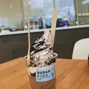 Chocolate hazelnut almond and cherry blossom mochi with Oreo cookie crumbs