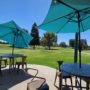 tables and umbrellas