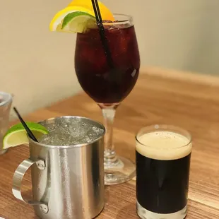 Moscow mule, sangria and draft beer
