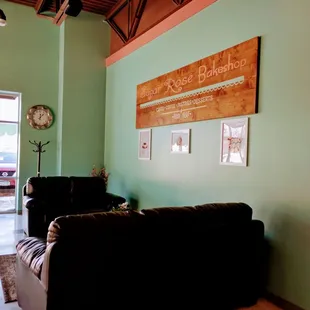 Interior is cute!  Tables to the left (not shown here).  Lots of windows.