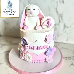 Hand sculpted bunny cake