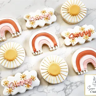 Boho baby shower cookies