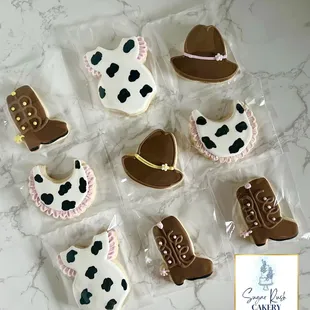 Cowgirl baby shower cookies