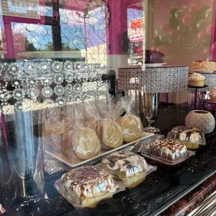 a variety of pastries on display