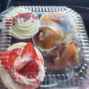 Red Velvet, Strawberry, and Peach Cobbler cupcakes