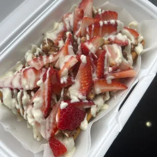 Strawberry snickers white chocolate waffle