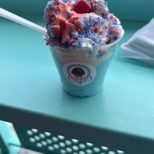 Kids cotton candy sundae