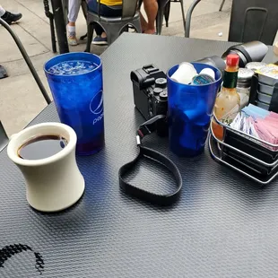 Just got my coffee and water because I just sat down. I like this place.