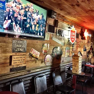a large television mounted on the wall