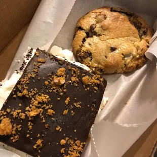 S&apos;mores brownie and chocolate chip cookie