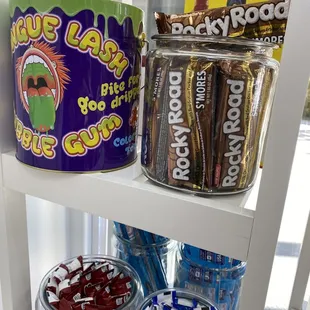 a variety of candy and candis