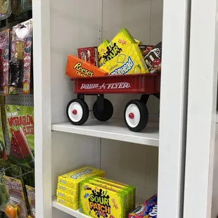 a red wagon filled with candy