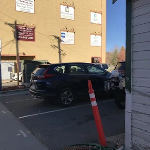 Parking behind store