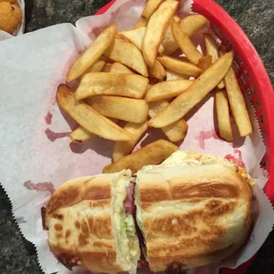 Italian sub and steak fries