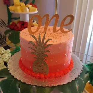 My baby girls smash cake, beautiful coral ombré